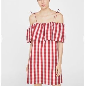 NWT Mango Checkered Off Shoulder Dress